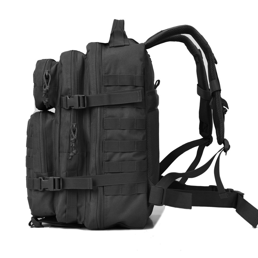 REEBOW GEAR Military Tactical Backpack, Large Army 3 Day Assault Pack Molle Bug Out Bag Backpacks Black