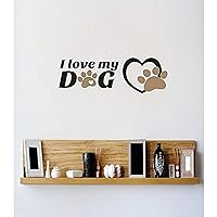 Design with Vinyl RE 3 C 2316 I Love My Dog Paw with Heart Image Quote Vinyl Wall Decal Sticker, 20 x 40