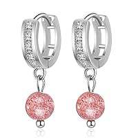 Strawberry Crystal & Cubic Zirconia Huggie Drop Earrings