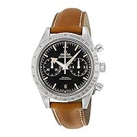 Omega Speedmaster 57 Chronograph Mens Black Face Brown Leather Strap Swiss Co-Axial Automatic Watch 331.12.42.51.01.002