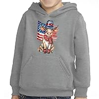 Patriotic Bull Toddler Pullover Hoodie - USA Flag Sponge Fleece Hoodie - Watercolor Hoodie for Kids