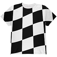 Checkered Flag Waving Finish Line All Over Youth T Shirt Multi YMD