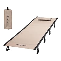 KingCamp Camping Cot, Folding Portable Heavy Duty Ultralight Cots for Adults Camping Tent Hiking Backpacking Mountaineering Travel Indoor Outdoor Indoor Base Camp with Pillow, Khaki