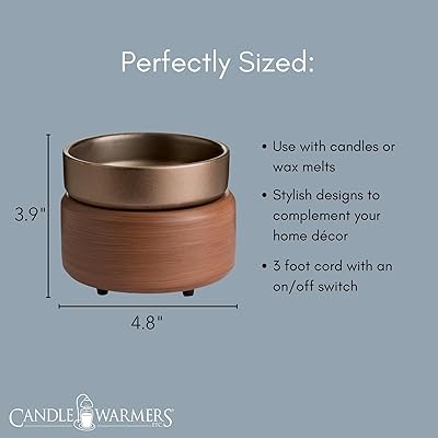 CANDLE WARMERS ETC 2-in-1 Candle and Fragrance Warmer for Warming Scented  Candles or Wax Melts and Tarts with to Freshen Room, Bronze and