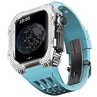 Mod kit for Apple Watch Series 8 7 45mm Titanium Alloy Case and Rubber Band for iwatch 45mm Replacement Watch Bracelet Accessories