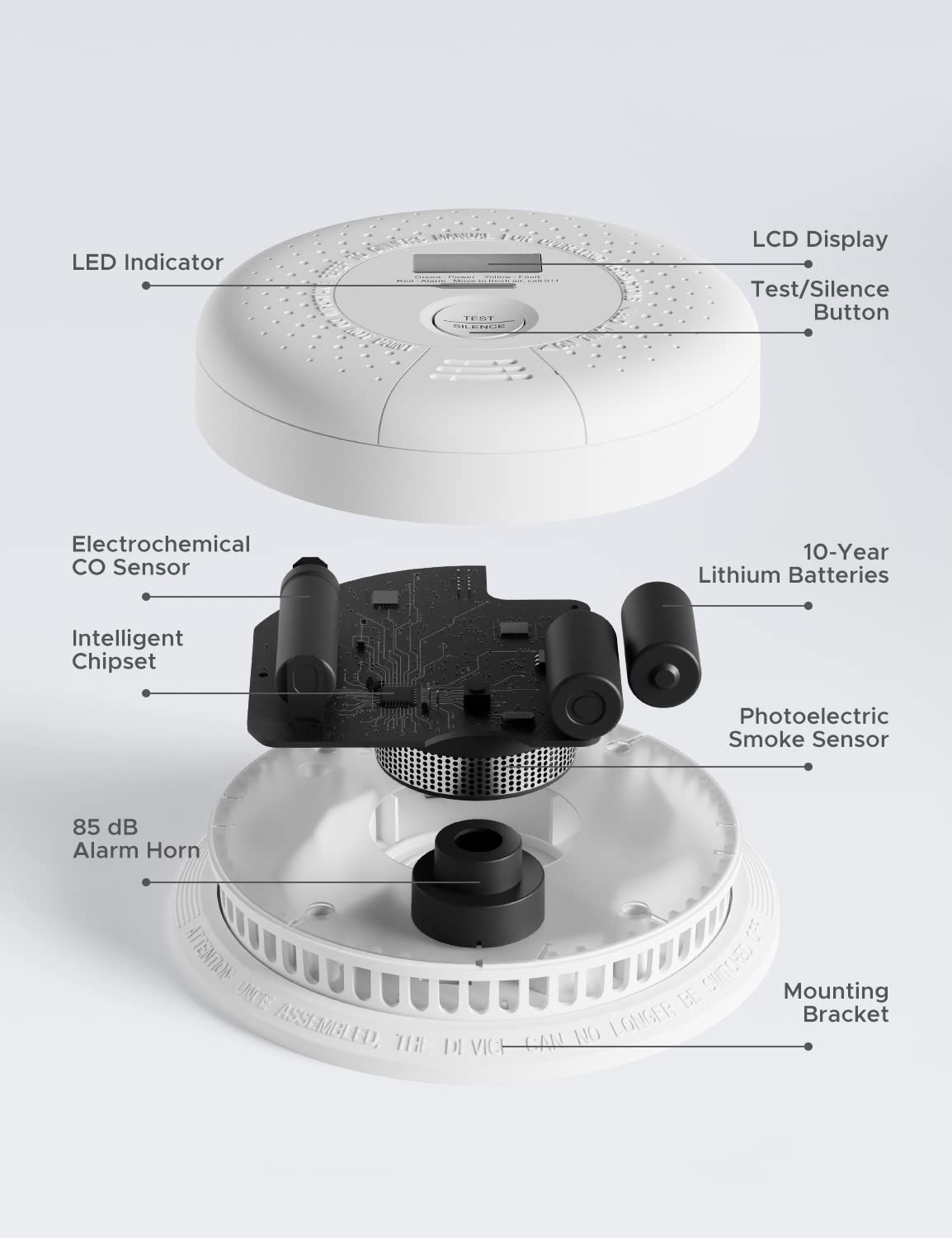 X-Sense 10-Year Battery Smoke and Carbon Monoxide Alarm with Display, Dual Sensor Smoke CO Alarm, Auto-Check, SC01, Pack of 1