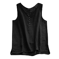Women Summer Cotton Tops Sleeveless Loose Tank Tops Blouses Soft Tunic Tops Fashion Y2k T Shirts High Low Blouses