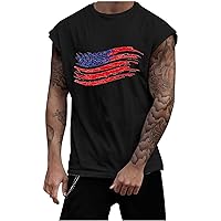 Patriotic Shirts for Men, American Flag Printed Summer Casual Tank Tops Round Neck Sleeveless Tshirts Sports Vests