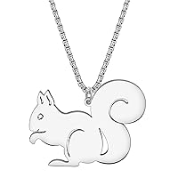 RAIDIN Stainless Steel 18K Gold Silver Plated Cute Christmas Squirrel Necklace Pendant for Women Girls Kids Animal Jewelry Gifts for Holiday Party Decorations