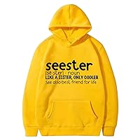 Women's Sweatshirt Long Sleeve Letter Printed Trendy Oversized Hoodies T Shirts Teen Girl Pullover Tops with Pocket