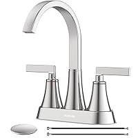 Bathroom Sink Faucet, Hurran 4 inch Brushed Nickel Bathroom Faucets for Sink 3 Hole with Pop-up Drain and Supply Lines, Stainless Steel 360 Swivel Waterfall Faucet for Bathroom Sink Vanity RV Restroom