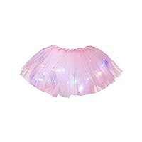 TiaoBug Kids Girls Sequins Light Up LED Ballet Dance Tutu Tulle Skirt Dress Up Birthday Party Princess Pettiskirt