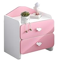 Pink Nightstand Chic Nightstand Storage for Kids Girls Bedside Table: Pink Modern Nightstand with Two Drawers
