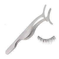 OdontoMed2011® Natural False Eyelashes Stainless Steel Magnetic False Eyelash Tweezers Applicator Clip Makeup Tool - Silver