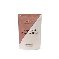NOTES Sustainable Candle Refill | Non-Toxic Fragrance, Natural Wax Beads (Beeswax, Rice bran and Soy), Cotton Wick and Sustainer - (1) Graphite & Damask Rose