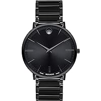 Movado Ultra Slim Black Dial Stainless Steel Men's Watch 0607210