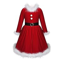 Infant Baby Girls Christmas Mrs Santa Claus Dress Xmas Costumes Fancy Tutu Party Dresses