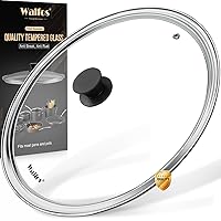 Walfos Tempered Glass Lid for 12 Inch Cookware - Cooking Pot Lid with Heat Resistant Silicone Handle, Clear Frying Pan Lid Fits Pots, Pans and Skillets, Dishwasher-Safe