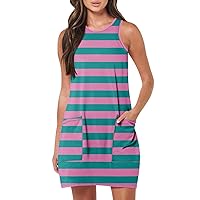 Striped Dress for Women Women's Casual Sleeveless Dresses Beach, S XXL