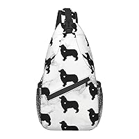Australian Shepherd Silhouette Chest Bag Shoulder Bag, Cute Animals Sling Backpack Casual Travel Bag For Men And Women