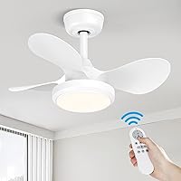 OUTON Ceiling Fans with Lights and Remote, 24'' LED Dimmable Ceiling Fans with 3 Color Temperature, Timer, Reversible DC Motor, Indoor Outdoor Ceiling Fan for Bedroom Living Room Kitchen Dining Room