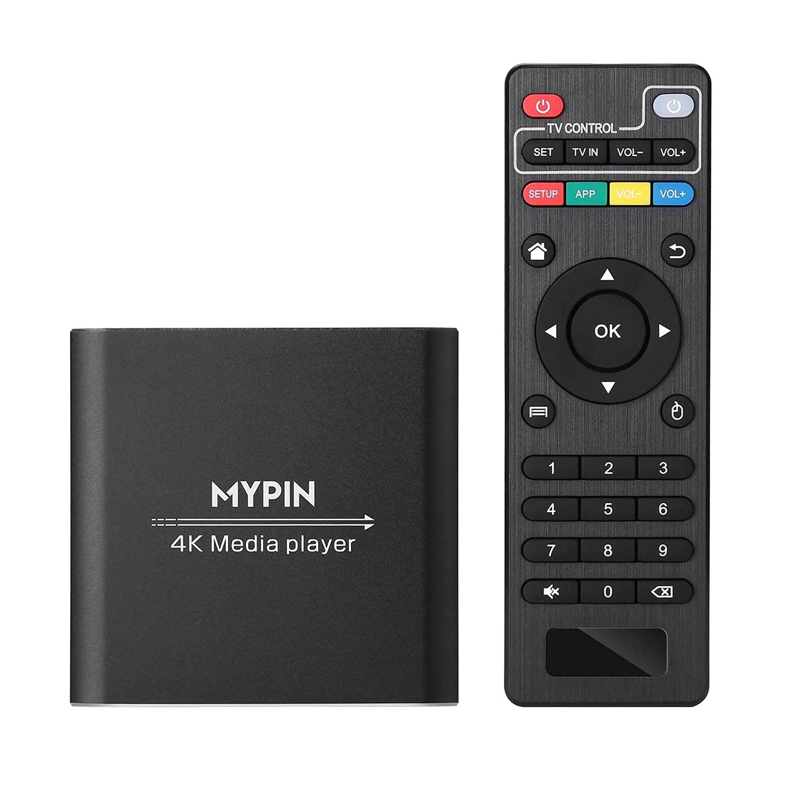 4K Media Player with 2X Remote Control, Digital MP4 Player for 8TB HDD/USB Drive/TF Card/H.265 MP4 PPT MKV AVI Support HDMI/AV/Optical Out and USB Mouse/Keyboard-HDMI up to 7.1 Surround Sound