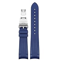 Rubber Watchband For Tudor Black Bay GMT Watch Strap Curved End Folding Buckle Black Blue Red 22mm Wrist Band