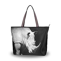 Women Tote Shoulder Bag African White Rhino Handbag
