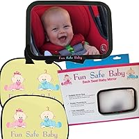 Safety and Comfort Pack, Backseat Mirror for Rear Facing Car Seat and 2 Sunshades