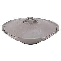 初山窯 Hatsuyama YH-152-03 Bowl, Gray, 9.1 inches (23 mm) x 3.3 inches (8.5 cm), Carbonized Soil Botamochi Rice Bowl, 7.5 Lid Included, Shallow Bowl