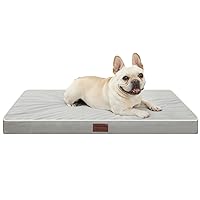 Dog Bed Mats for Medium Dogs - Orthopedic Dog Pet Bed Thick Egg Foam Crate, Removable Washable Cover, Non-Slip Bottom Durable Dog Crate Bed Mat (Light Grey, M(30''x20''x3''))