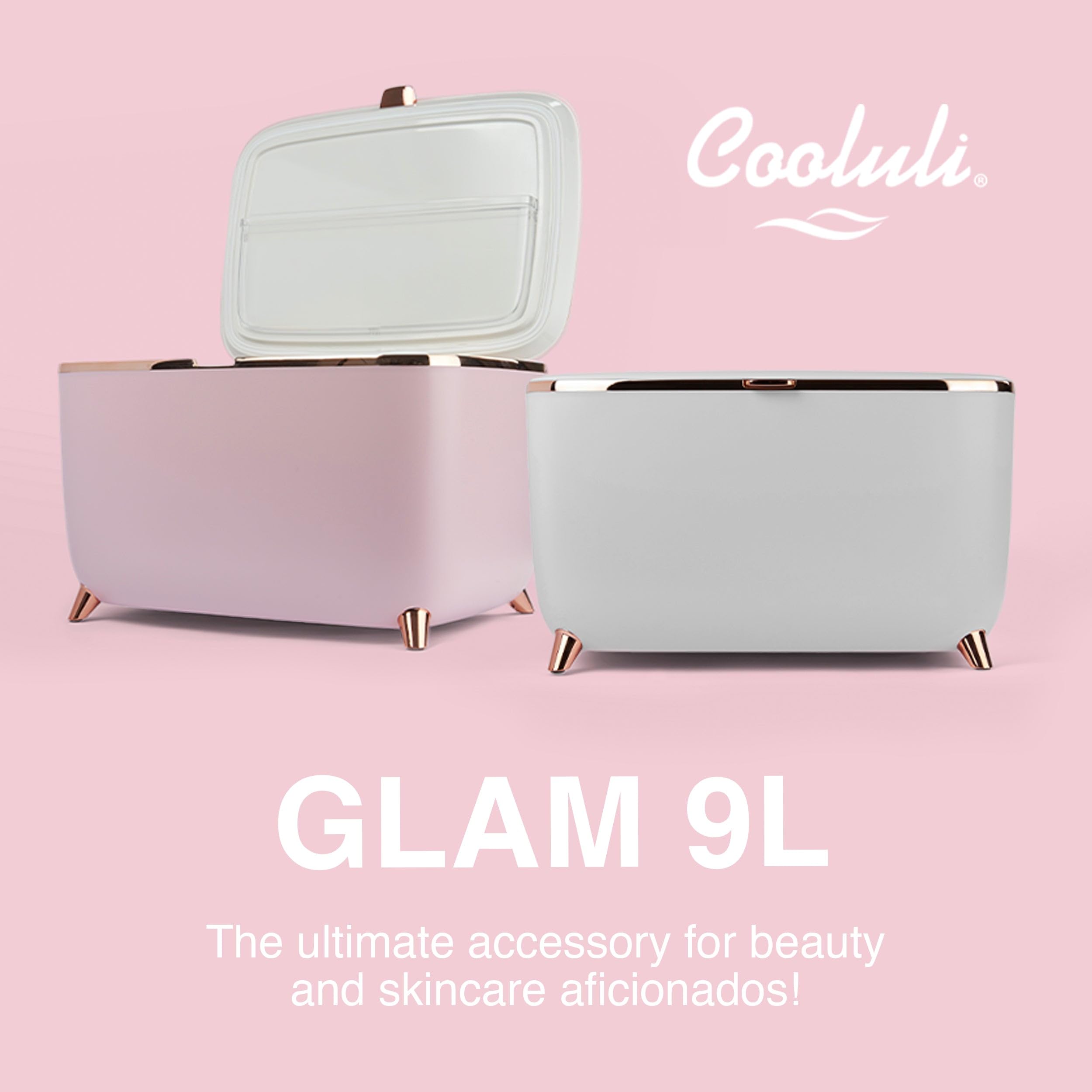 Cooluli Glam 9L Mini Skincare Fridge - White Mini Fridge for Skin Care Accessories, Makeup, Cosmetics and Facial Masks Storage - Ideal Birthday and Christmas Gift for Women and Teen Girls