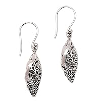 NOVICA Handmade .925 Sterling Silver Cultured Freshwater Pearl Dangle Earrings Snail from Bali Indonesia Animal Themed Birthstone [1.4 in L x 0.4 in W x 0.4 in D] 'Traditional Snails'