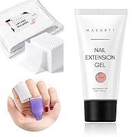 Makartt Poly Nail Gel and Lint Free Nail Wipes Bundle,50ML Nude Nature Nail Extension Gel A Siesta Spring Color Builder Nail Gel, AB Side Design Super Absorbent Cotton Pads 450PCS for Soak Off UV Gel