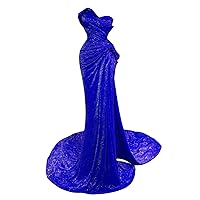 Sequin Evening Dress Ruffles Split Celebrity Pageant Gala Mermaid Prom Gown