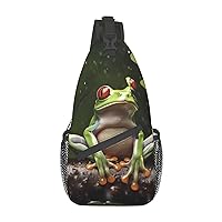 Peace Tree Frog Print Cross Chest Bag Sling Backpack Crossbody Shoulder Bag Travel Hiking Daypack Unisex