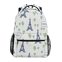 ALAZA Eiffel Tower Paris Polka Dot Backpack Purse with Multiple Pockets Name Card Personalized Travel Laptop School Book Bag, Size M/16.9 inch