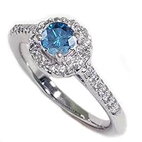 P3 POMPEII3 5/8ct Blue Diamond Pave Halo Ring 14K White Gold