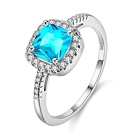 Uloveido Women's CZ Crystal Square Engagement Rings Best Promise Rings Wedding Bands for Women KR002