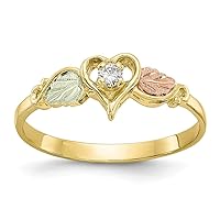 10k Tri color Polished and satin Black Hills Gold Diamond Love Heart Ring Size 7.00 Jewelry for Women