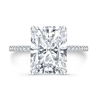 Kiara Gems 3.65 CT Radiant Moissanite Engagement Ring Wedding Bridal Ring Set Solitaire Accent Halo Style 10K 14K 18K Solid Gold Sterling Silver Anniversary Promise Rings, Gift for Her