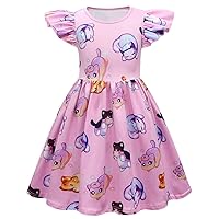 Cartonn Animal Dress for Girls Holiday School Outfits 5-13Y