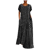 Summer Dresses for Women 2024 Long Back Short Front, Size Plus Print Women Maxi Dot Loose Sleeve Dresses Short