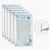 5 Trays of 5D Russian Volume Eyelash Extension Premade Volume Fans Lash Long Stem Clustered D Curl 0.07mm Thickness 10/11/12/13/14mm Length Transparent Box