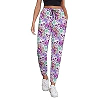 Floral Skull Women's Sweatpants Casual Lounge Jogger Pant Soft Workout Pants with Pockets