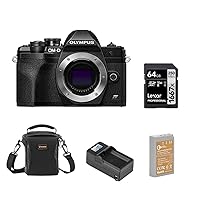 Olympus OM-D E-M10 Mark IV Camera, Black Bundle with 64GB SD Card, Shoulder Bag, Extra Battery, Smart Charger