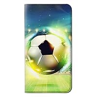 jjphonecase RW3844 Glowing Football Soccer Ball PU Leather Flip Case Cover for Samsung Galaxy S21 FE 5G