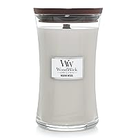WoodWick Hourglass Candle, Warm Wool, 21.5 oz., Large, Up to 130 Hours of Burn Time, Fall Candle with Crackling Wick for Smooth Burn, Soy Wax Blend, Halloween Candle