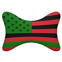 African American Flag Car Neck Pillow Set of 2 Universal Headrest Pillow Auto Head Neck Rest Support Cushion for Travel Driving