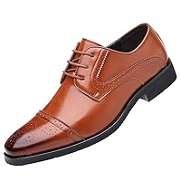 Men's Oxford Shoes Semi-Brogue Formal Leather Wingtip Dress Derby for Men